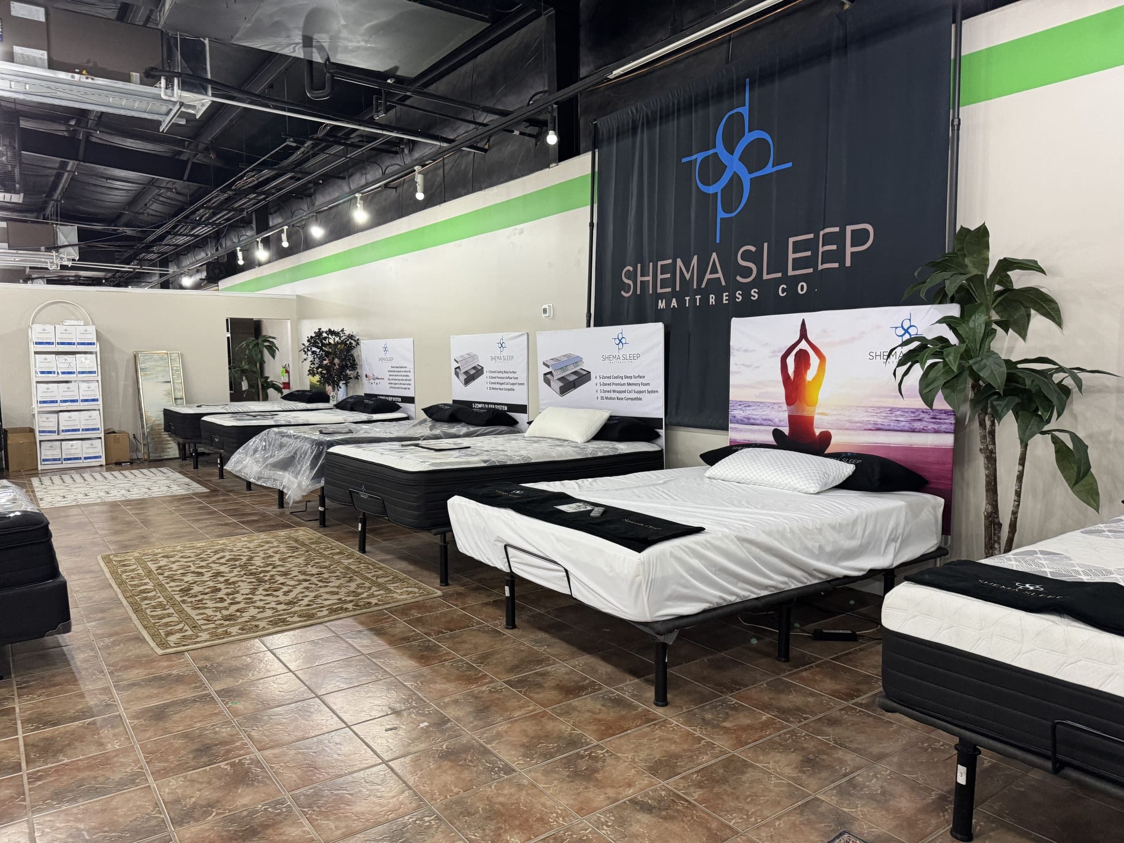 Mattresses on adjustable bases in the sleep gallery